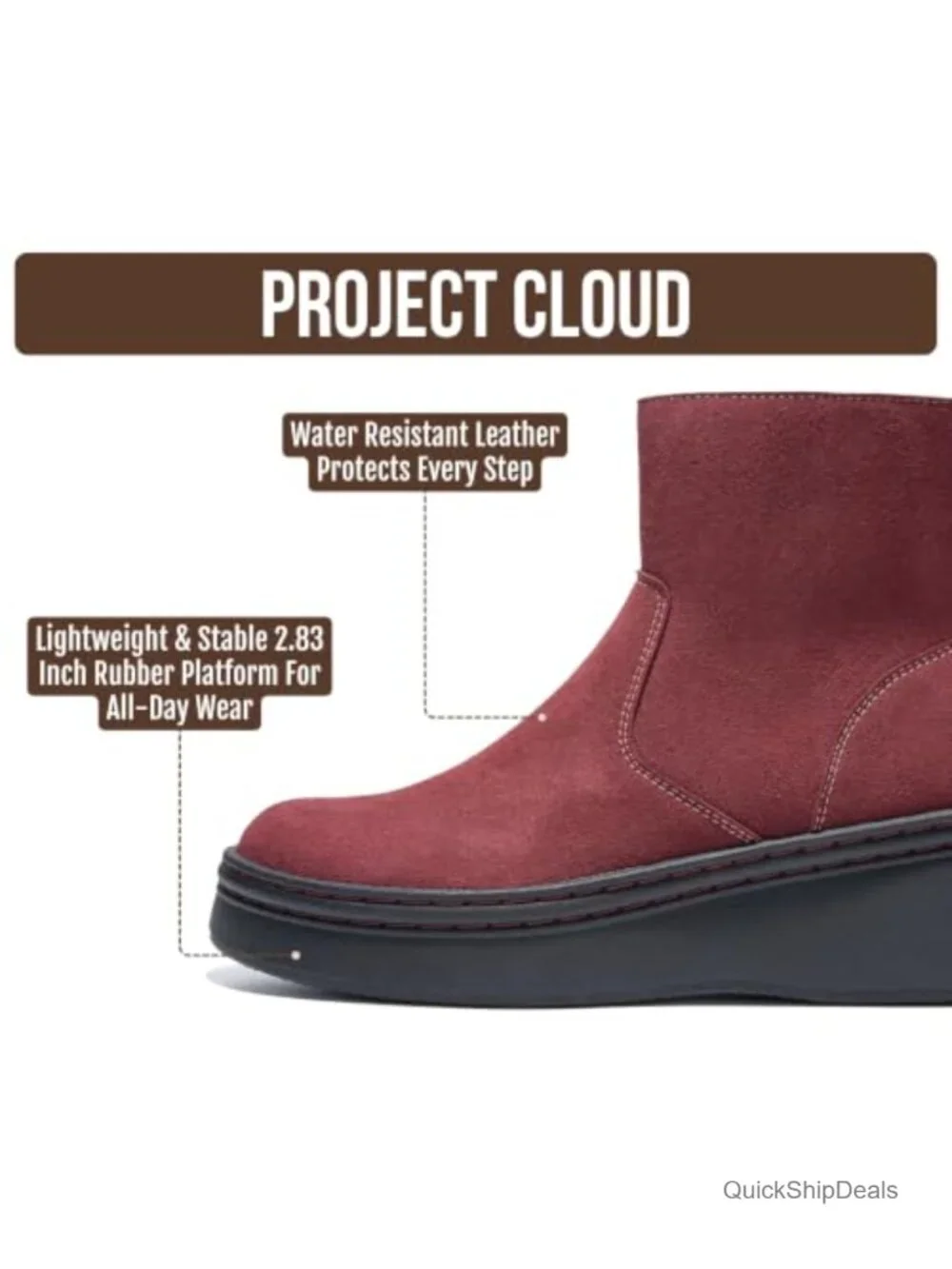 Genuine Leather Platform Ankle Boots Women's Combat Boots